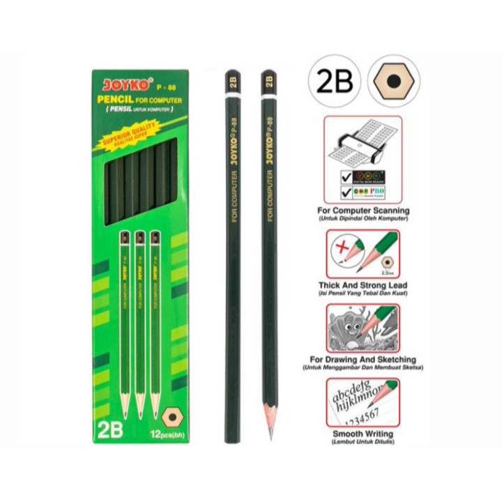 

Pencil Pensil Joyko P-88 2B nyaman buat menulis dan menggambar harga satuan