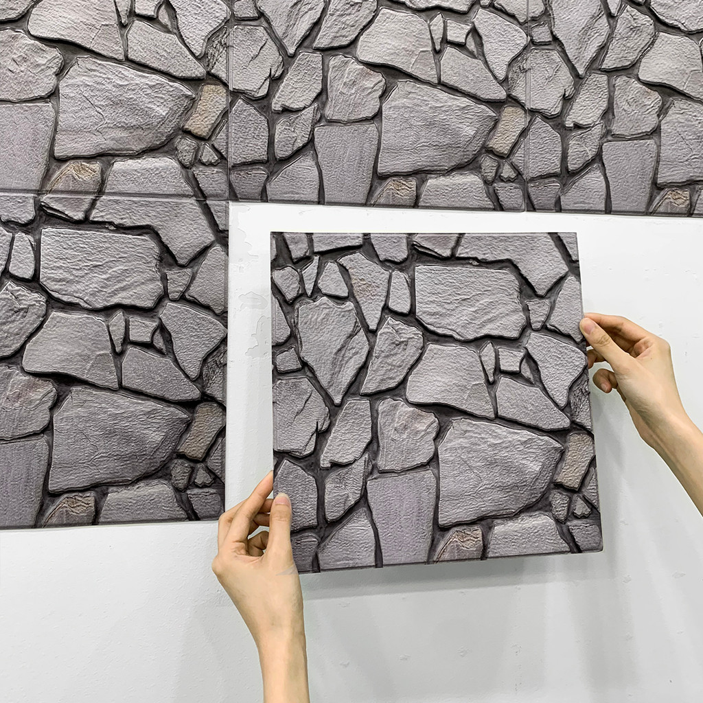

1/10pcs 3D Faux Stone Peel and Stick Wall Panel Self Adhesive Kitchen Tile Backsplash 3D Wall Sticker Tile Sticker 30cm x 30 cm