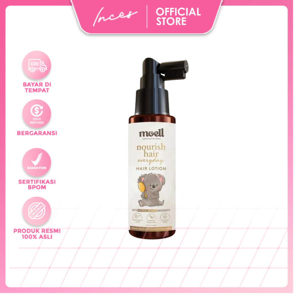 INCES - Moell Hair Lotion 100ml Dengan Panax Ginseng, Kemiri, Biotin, Menutrisi Rambut Sepanjang Har