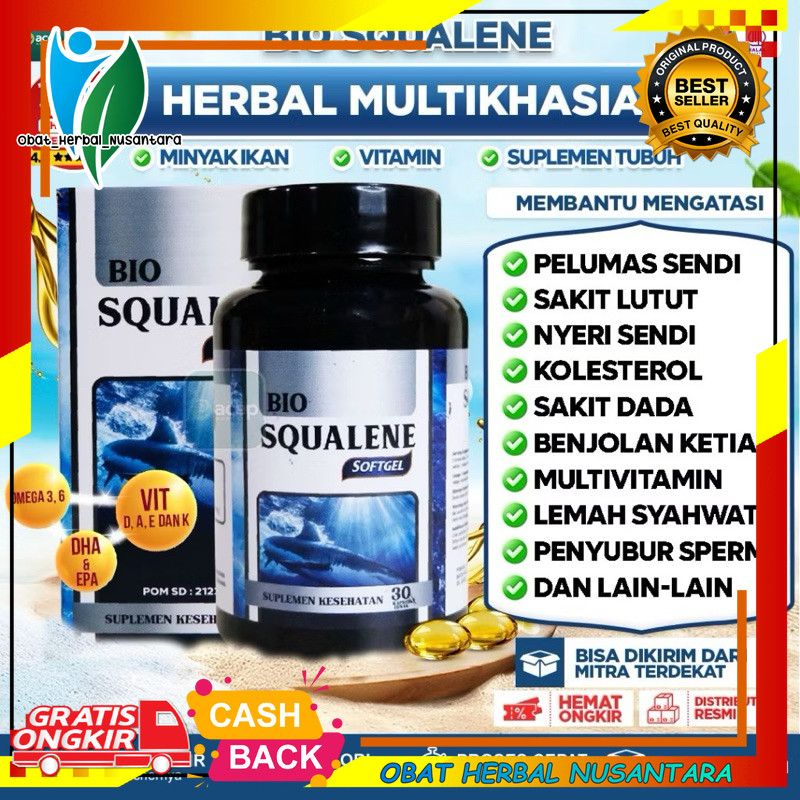 Bio Squalene Softgel Minyak Hati Ikan Hiu Omega 3 Fish Oil Obat Pelumas Sendi Lutut Kaku Sakit Saat 