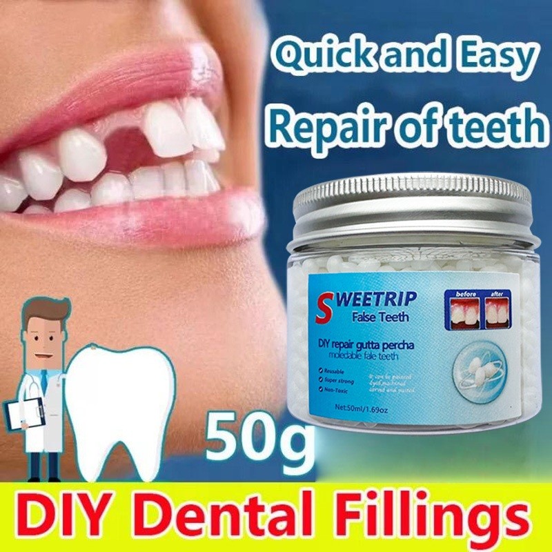 Ini Pasti Ori & Termurah, Terlaris SOS SWEETRIP Penambal Gigi Permanen Asli Temptooth Gigi Palsu 50g