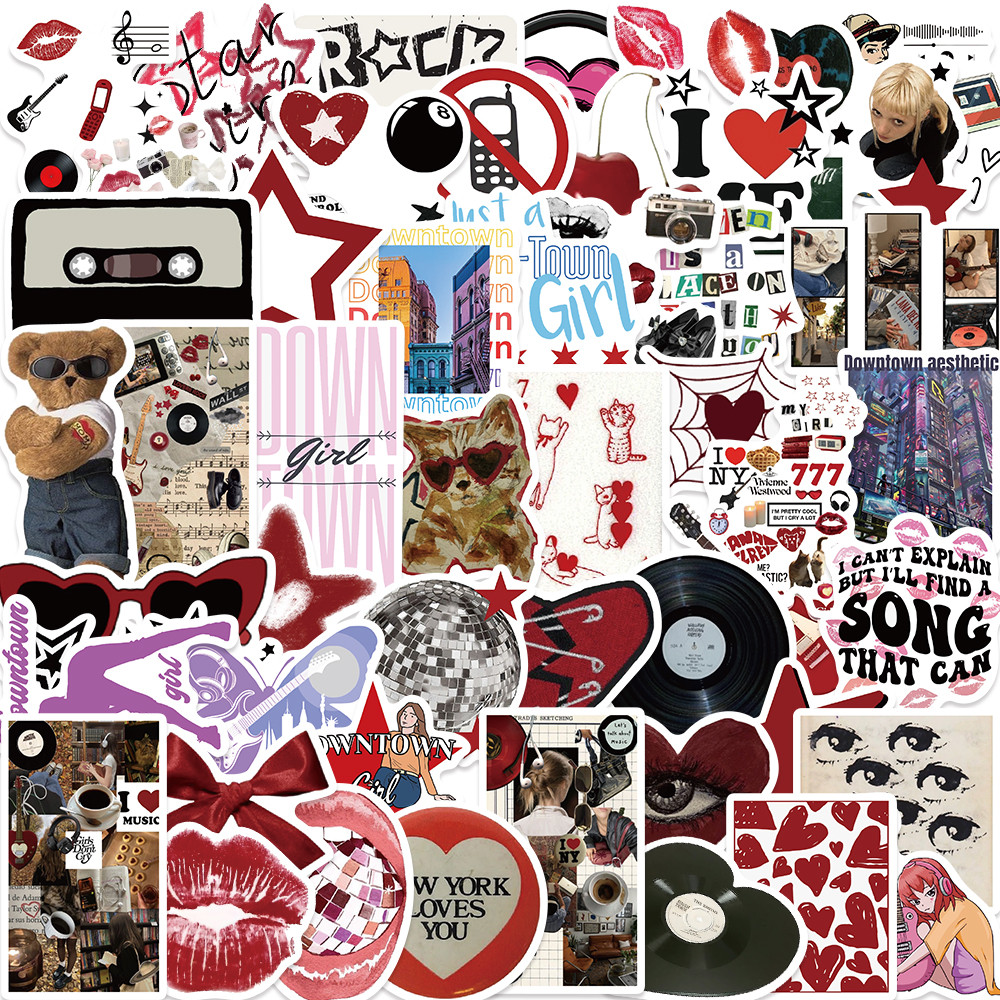 

50pcs Cool Downtown Y2K Girls Stickers Decoration DIY Skateboard Laptop Phone Bike Graffiti Kids Toys Trend Cartoon Decals