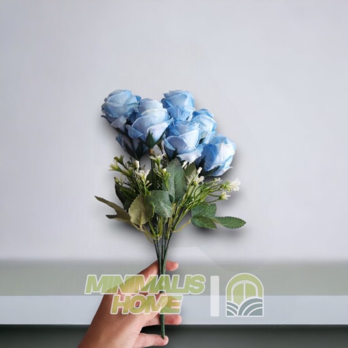 MH - Bunga Plastik Rose 7 Kuntum Mawar Hias Artificial - Ungu
