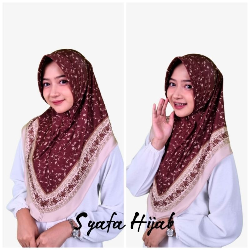 Jilbab instan daily Hijab Bergo Motif Mewah Eksklusif Terbaru