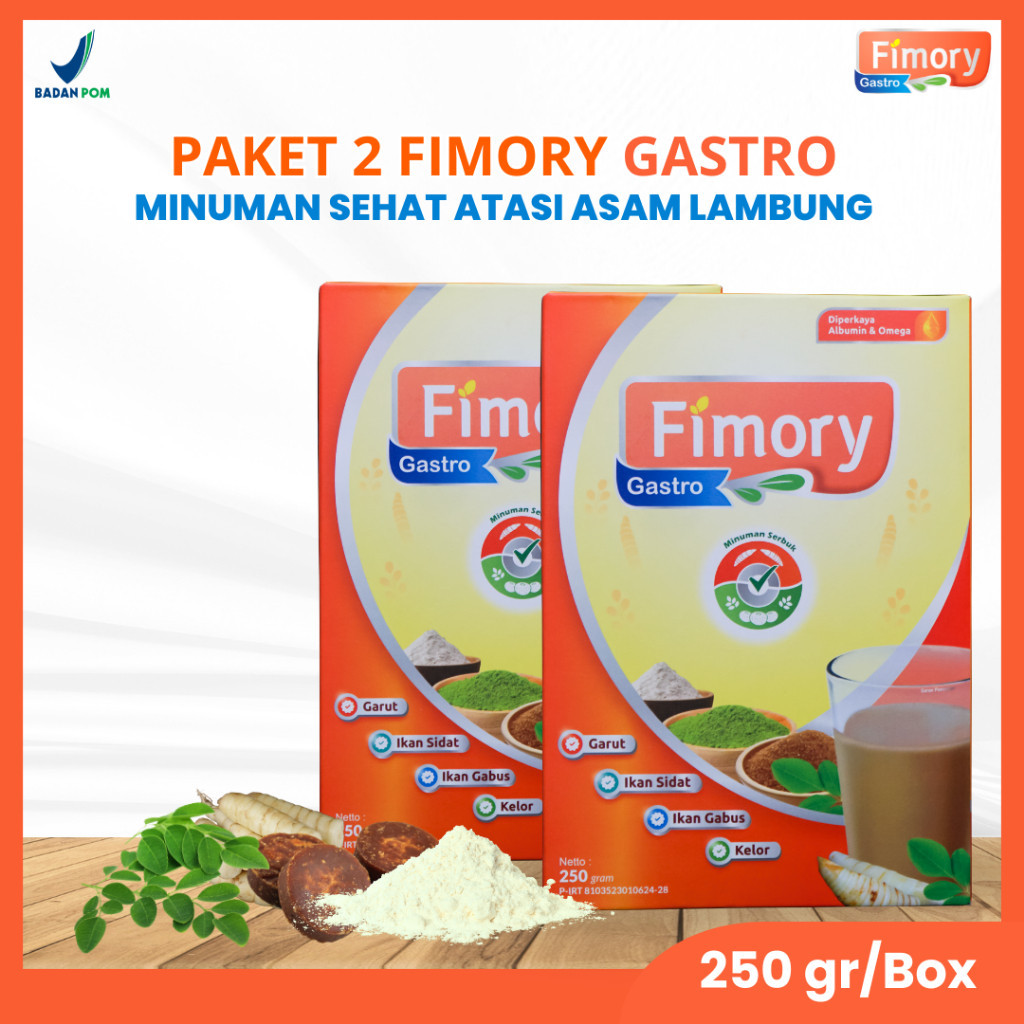 

Paket 2 Fimory Gastro - Sereal Umbi Garut Mengatasi Asam Lambung, Maag & GERD - BPOM