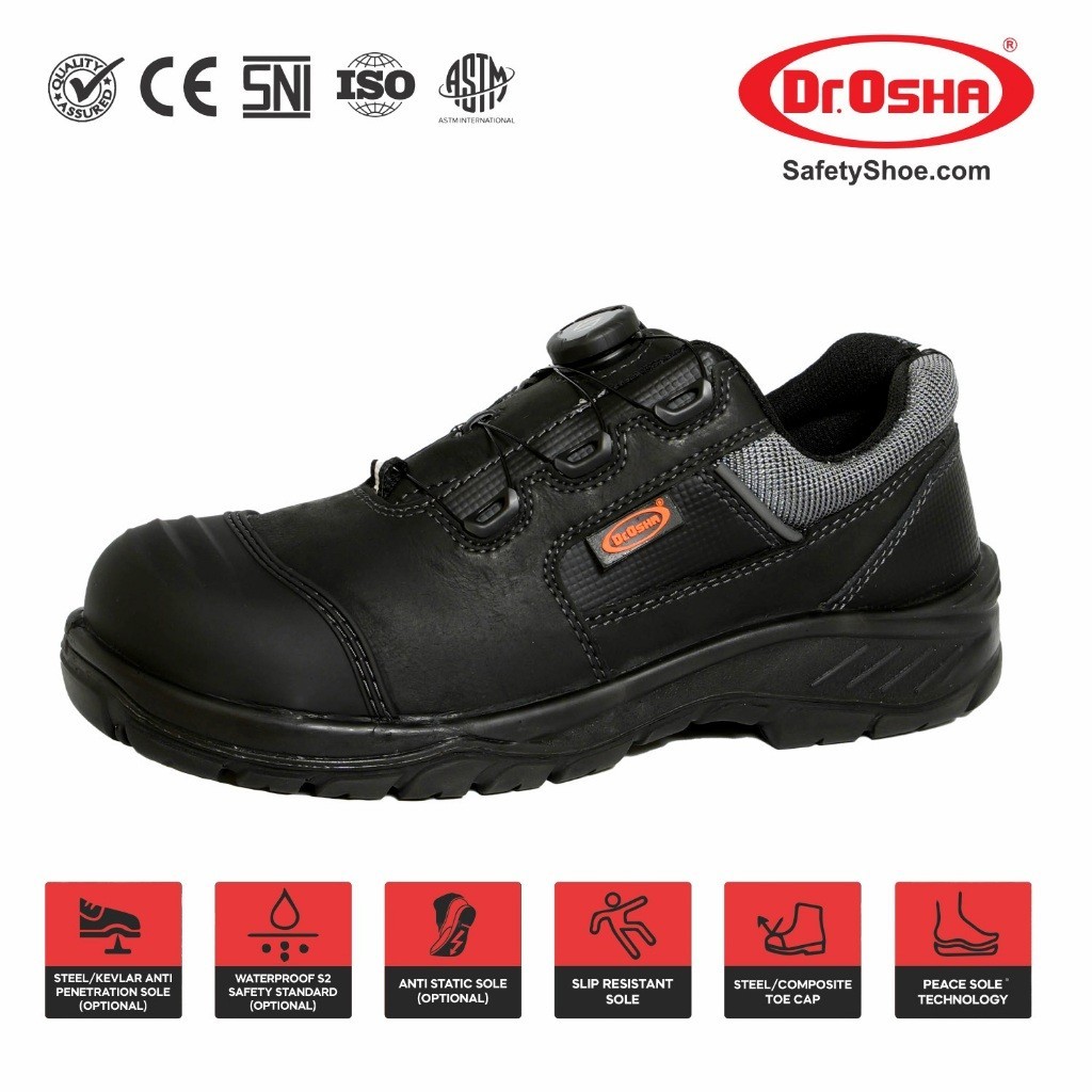 [BIG PROMO]  Dr. OSHA Viper 3169 S1 Composite Safety Shoe Quick Lace - Black