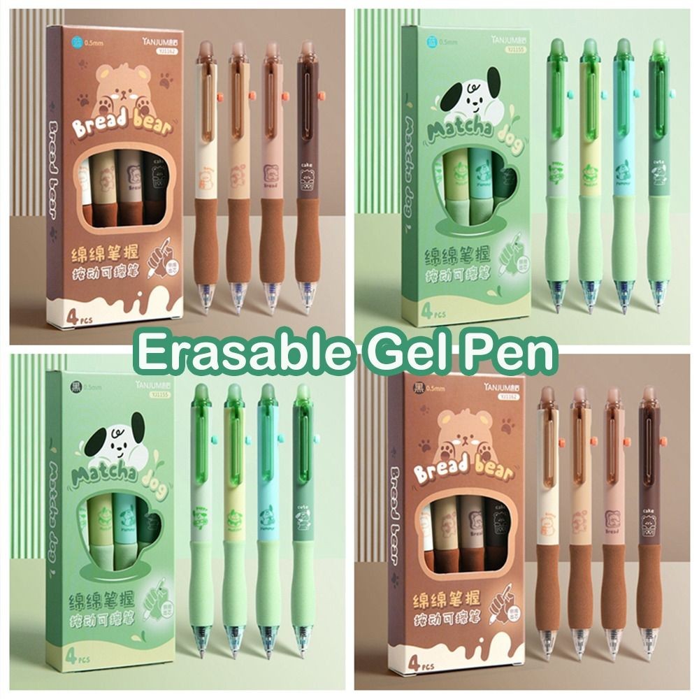 

Kawaii Aesthetic Thermal Eraser Pen Black Blue Ink Cute Erasable Gel Pen INS Cartoon 0.5mm Writing Pen Office Supply