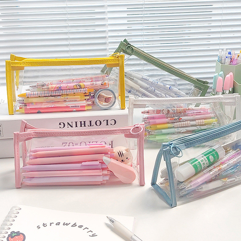 

1 Pc Transparent Pencil Case Large Capacity Marker Storage Waterproof Cosmetic Bag Stationery Organizer Office School Supplies