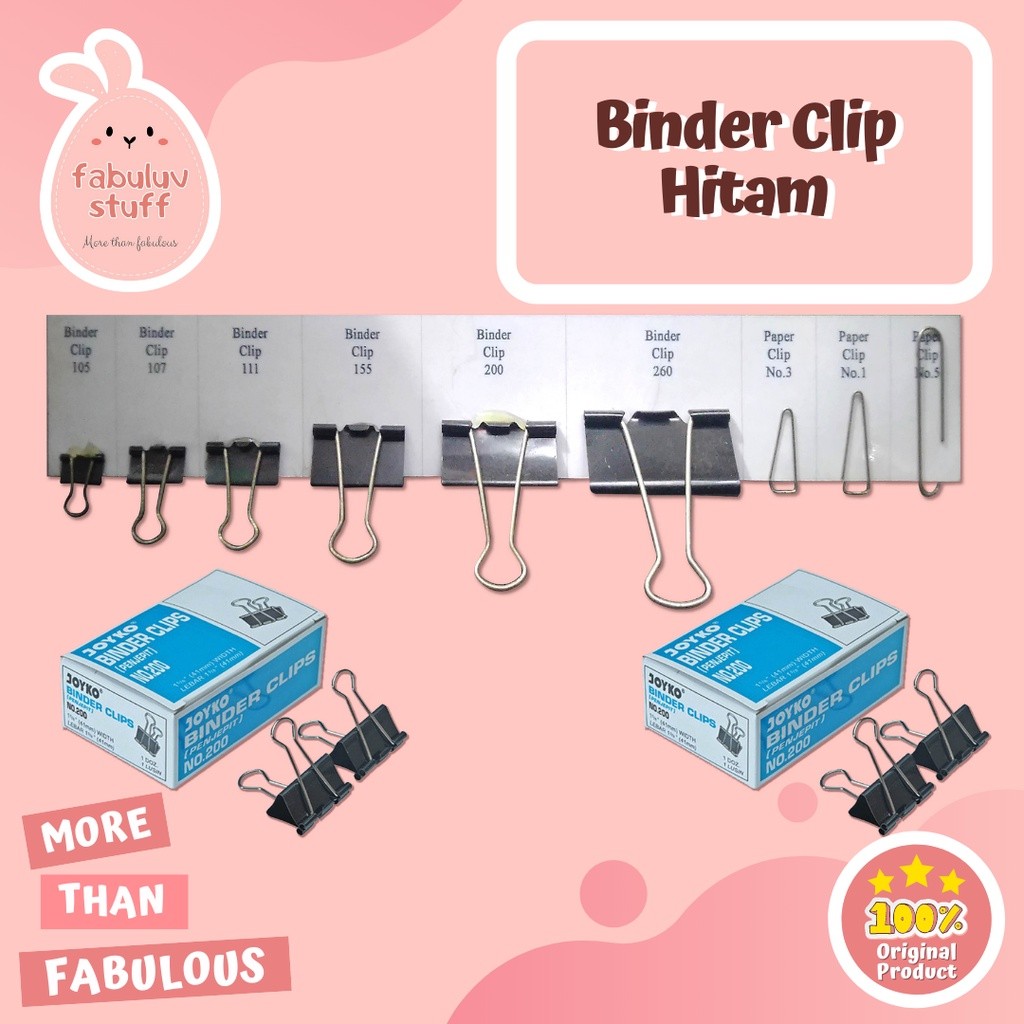 

ATK ~ ( PER PAK ) Binder Clip / Penjepit Hitam / Penjepit kertas