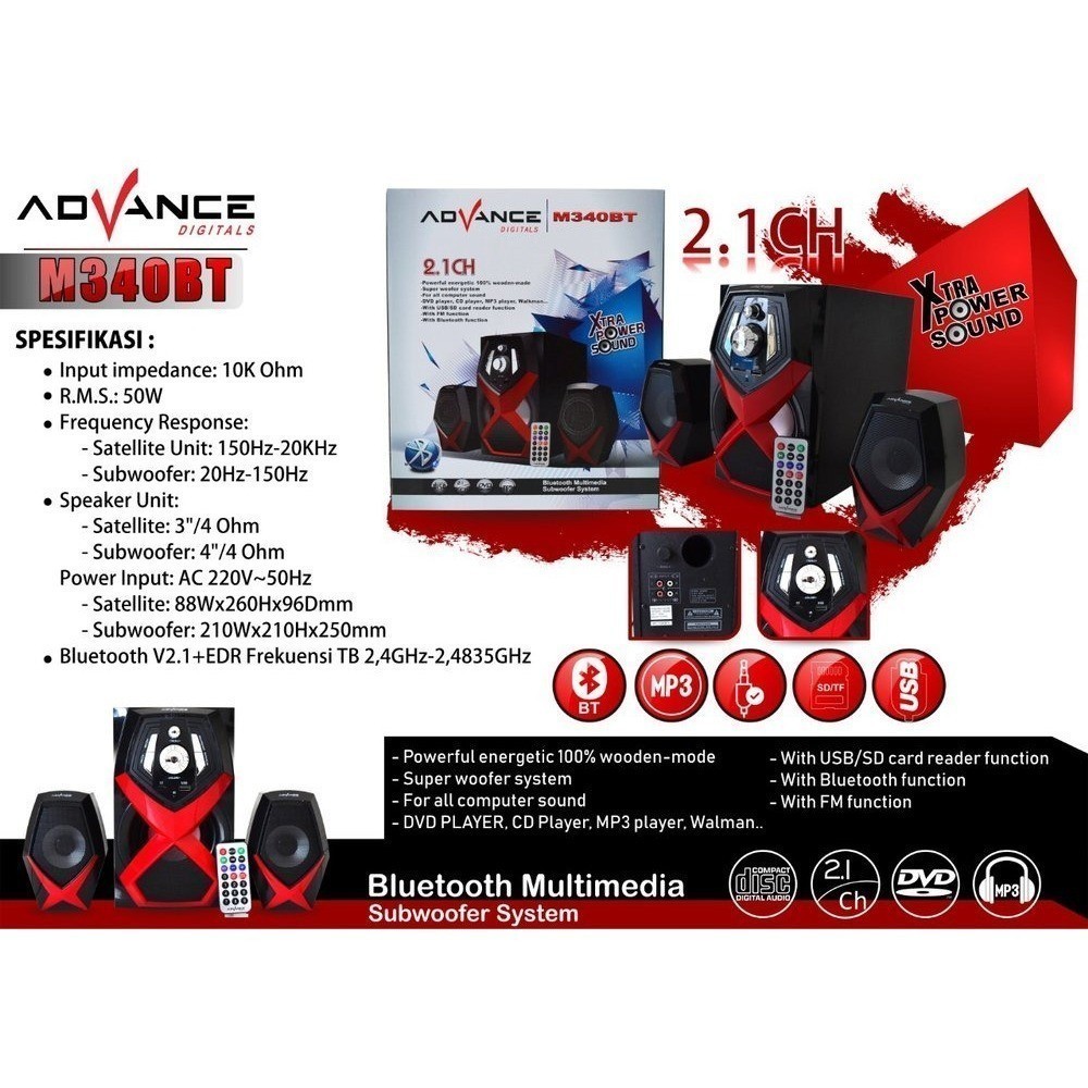 ( GARANSI RESMI ) Speaker bluetooth advance M340BT