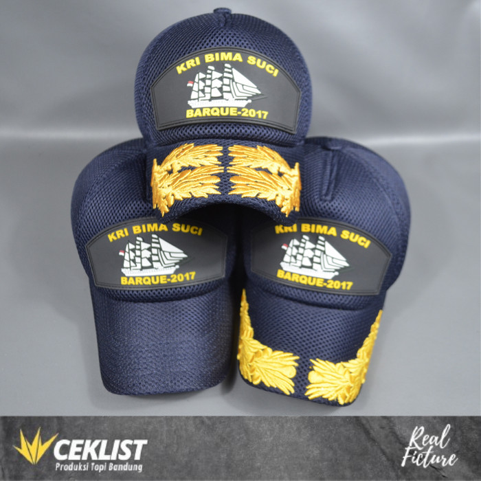 Topi KRI Bima Suci TNI AL Rubber Patch Double Mess Best Quality Premium - Anggota/Pamen/Pati