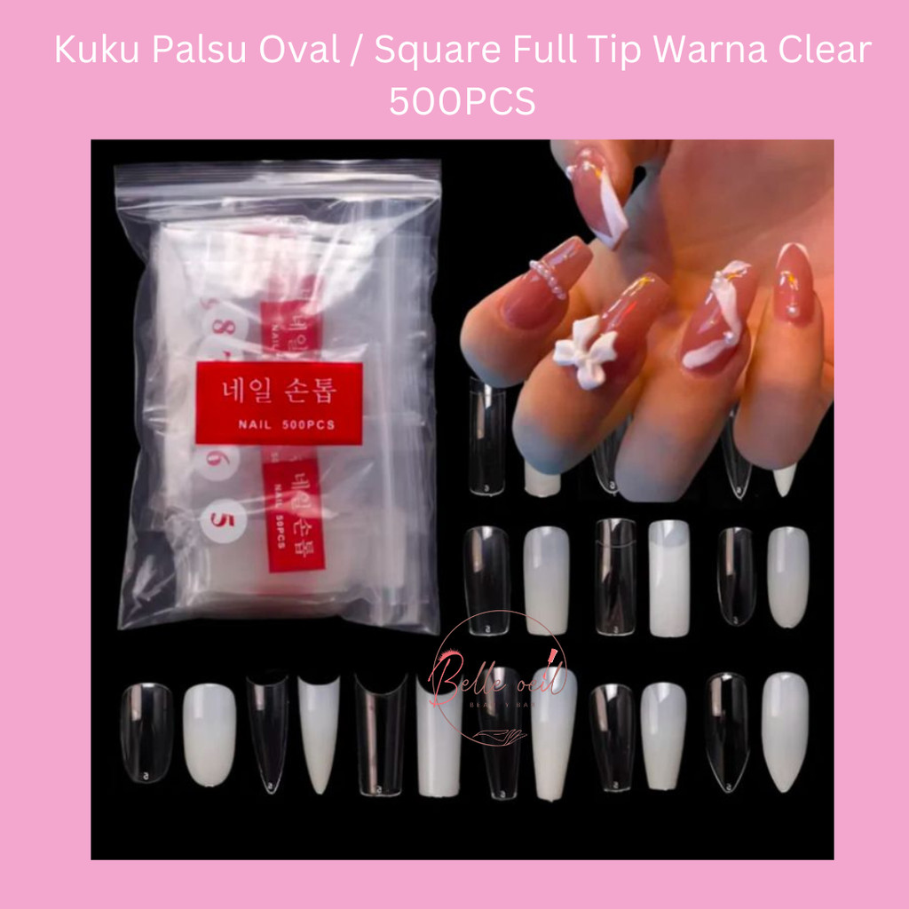 Kuku Palsu Oval / Square Full Tip Warna Clear /Kuku palsu plastik kuku palsu bening polos /Kuku Pals