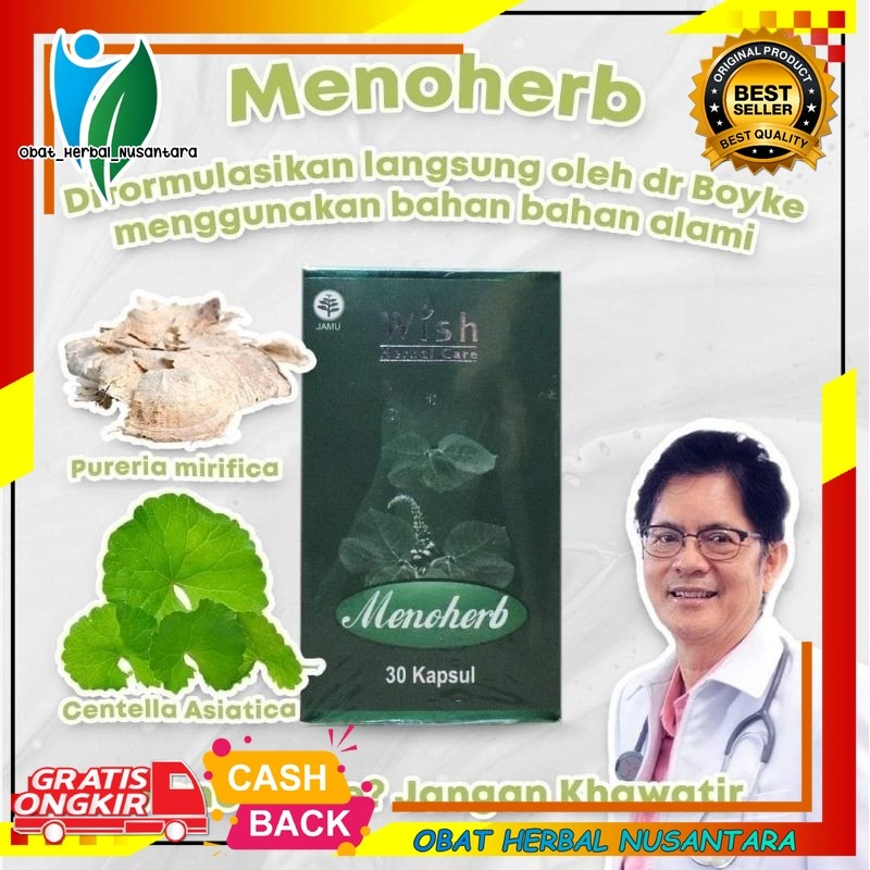 Wish Menoherb Mengatasi gejala menopause Produk dokter Boyke 1 Botol 30 kapsul 1 botol isi 30 capsul