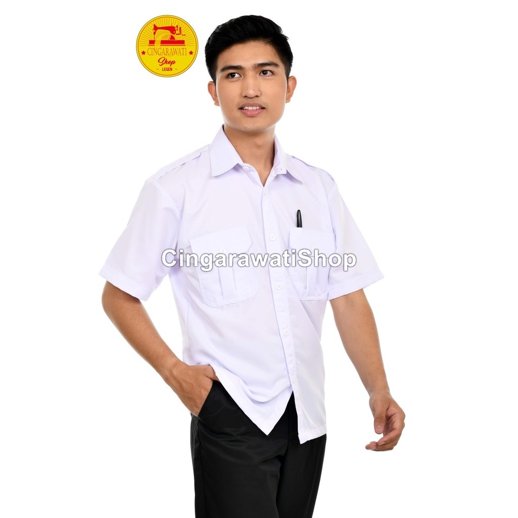 PROMO Baju PDH Putih Pns Kemeja Putih Dinas Pria Baju Putih Pemda Lengan Pendek Baju Pdl putih Polos
