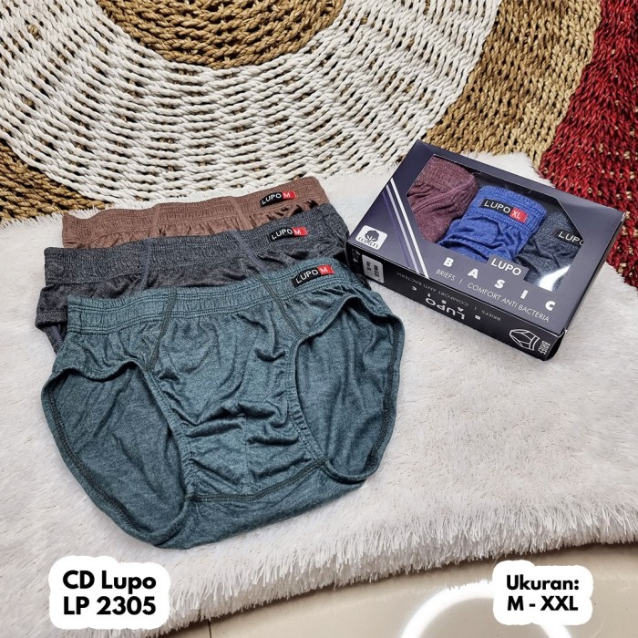 Celana Dalam Pria Lupo LP2305 1 Box Isi 3 Pcs CD Pria Lupo Pakaian Dalam Pria Celana Dalam Lupo CD L