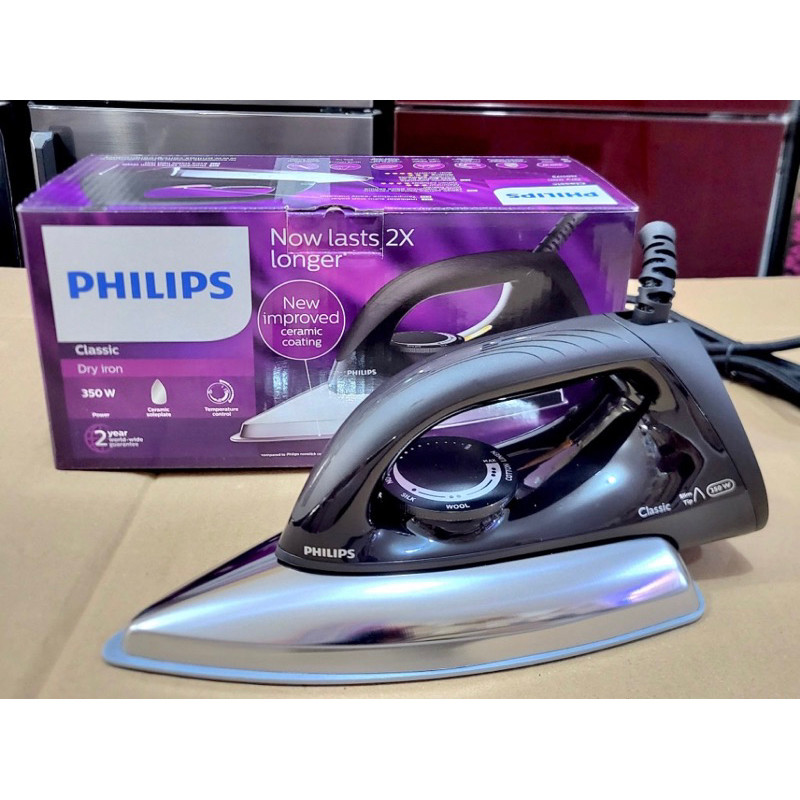 Setrika PHILIPS HD-1173 Dry Iron Tapak Keramik Strika Philips Gosokan Baju Anti Lengket Strikaan HD1