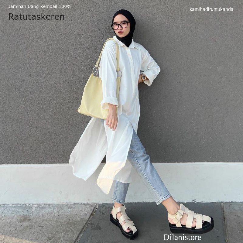Moudah Atasan Wanita Marsya Tunik Rayon Polos Kemeja Tunik Wanita Polos LD 115 Keren