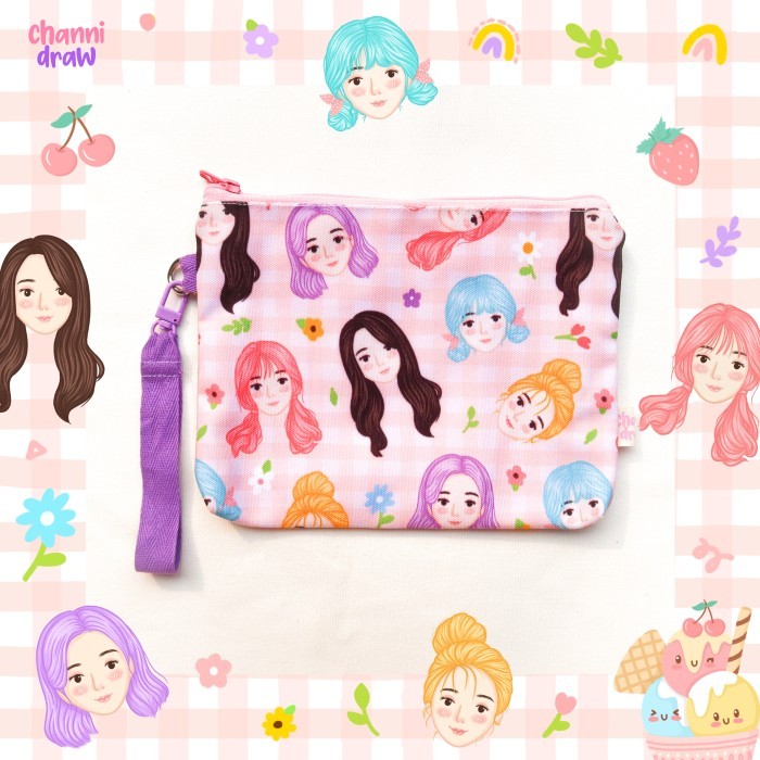 

[Terbaru] Canvas Zipper Pouch Pattern Series - Girl Flower