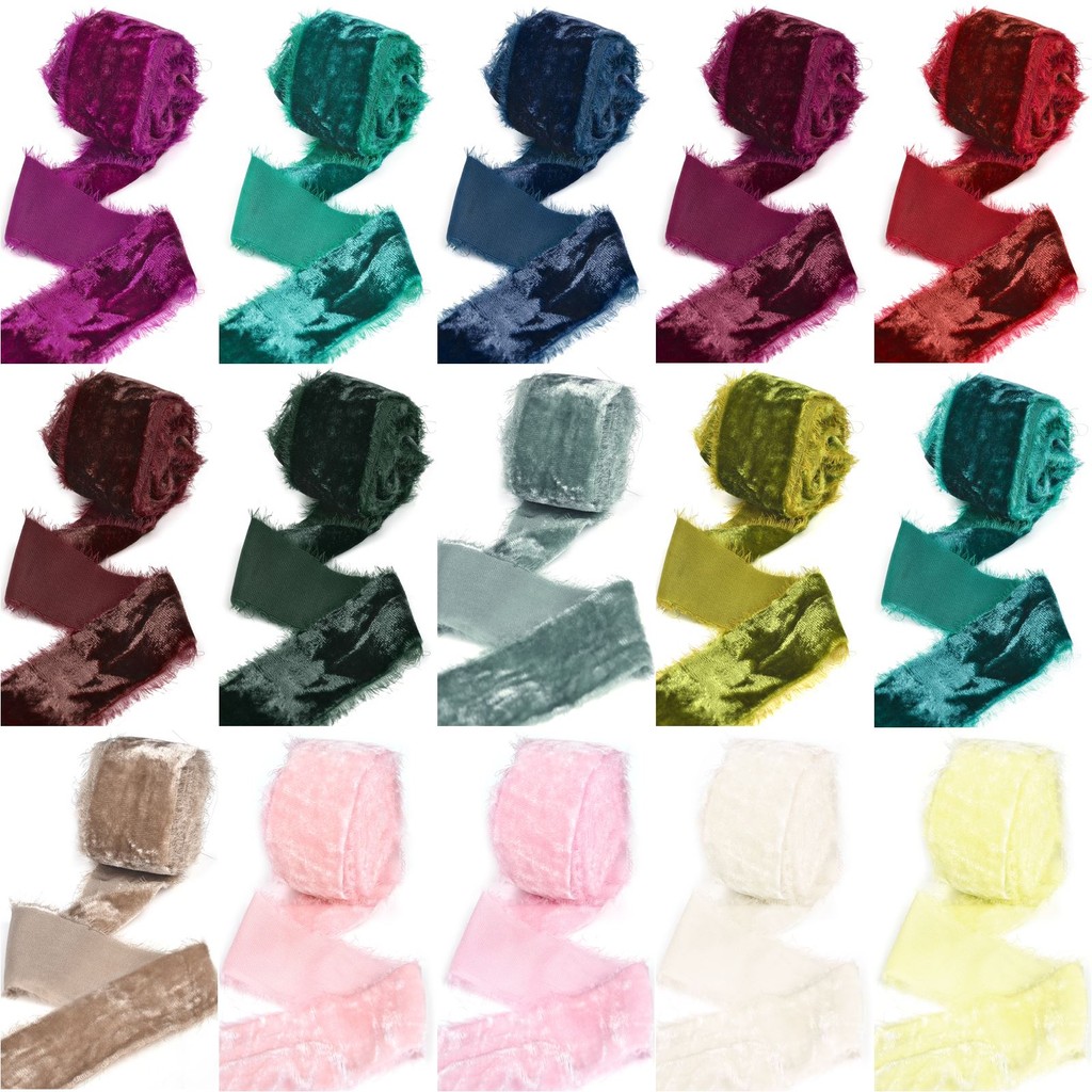 

3yards 4cm Handmade Frayed Velvet Ribbon Edged Wrinkle Ripped Wedding Party Flower Bouquet Gift Packing Decorations DIY Craft