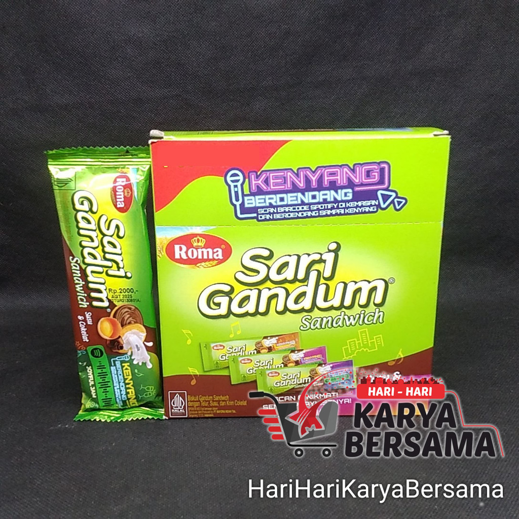 

MAKANAN RINGAN ROMA SARI GANDUM BISKUIT SUSU DAN COKELAT BOX 12'S X 27GR