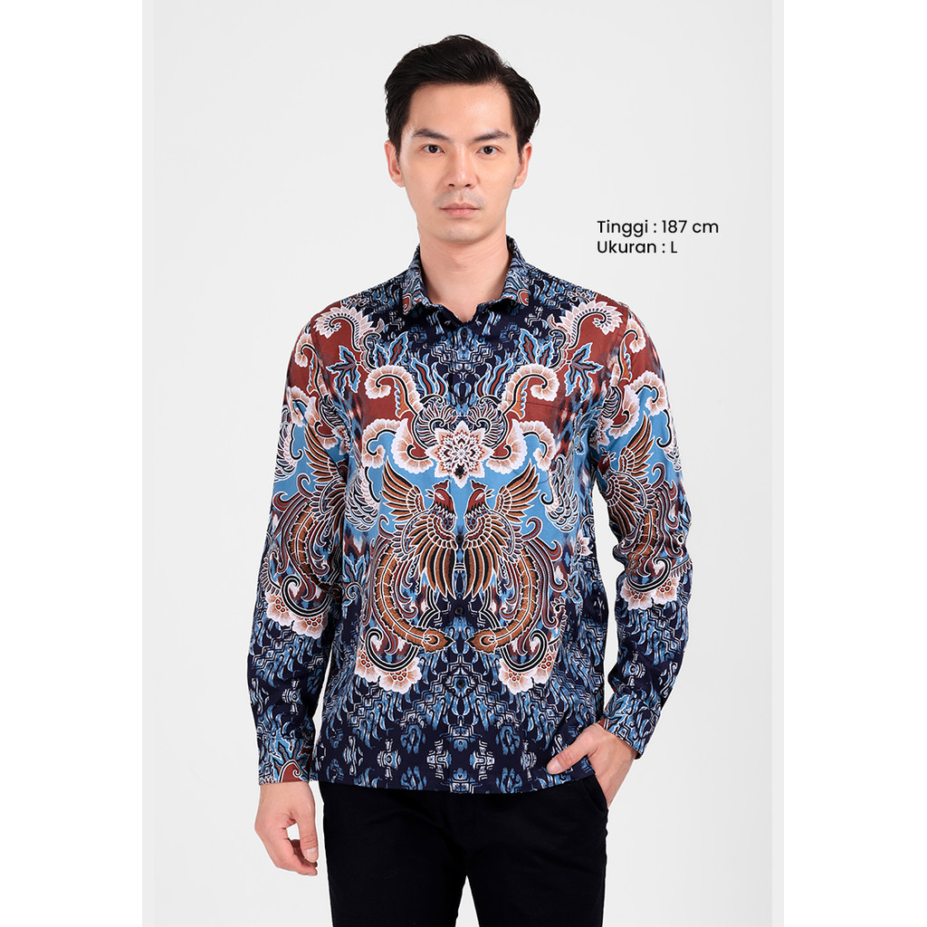 MANZONE - Kemeja Batik Lengan Panjang Pria Rasoka Modern Fit - Tosca