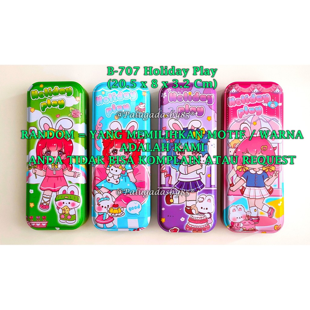 

(1 Biji) GROSIR Kotak Pensil Kaleng 20.5 x 8 x 3.2 / Tempat Pensil Kaleng GXIMP B-707 Holiday Play