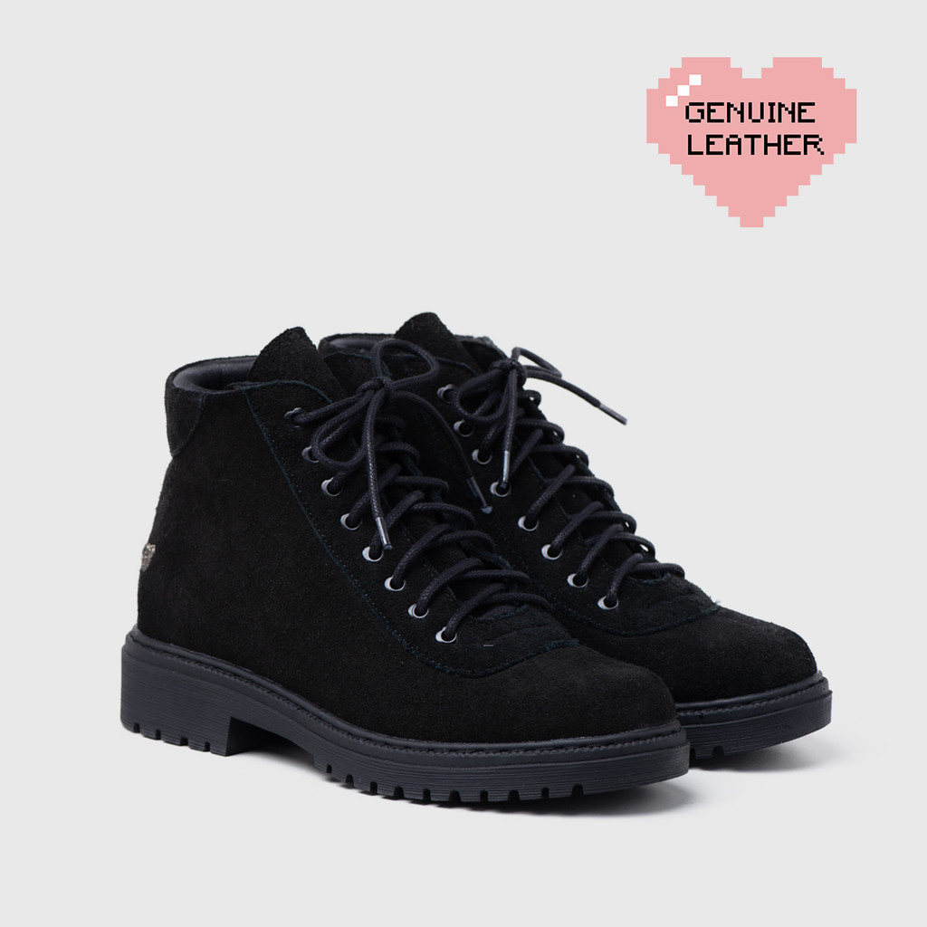 Adorableprojects - Alexis Boots Genuine Suede Black - Sepatu Kulit
