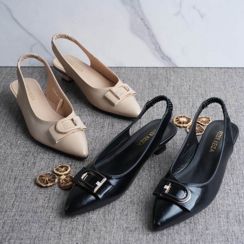 Peter Keiza Sepatu Sendal Slingback dengan Tali Belakang Hak 3 CM BS09-01