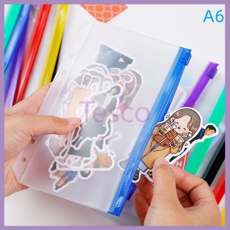 

Tesco ziplock binder a6/a5/Kantong Serbaguna Pouch Zipper Ziplock Warna Binder 6 Ring