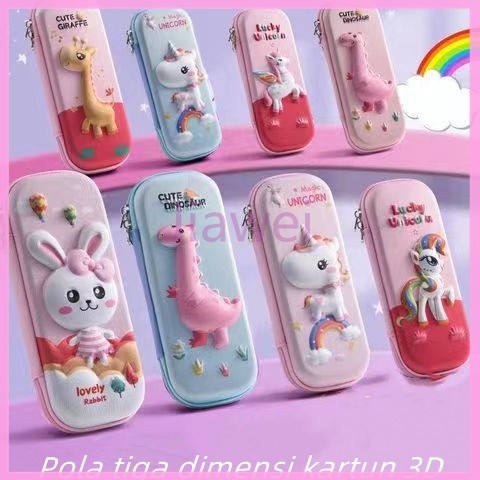 

Jiawei Kotak pensil pola kartun 3D/tempat pensil aesthetic