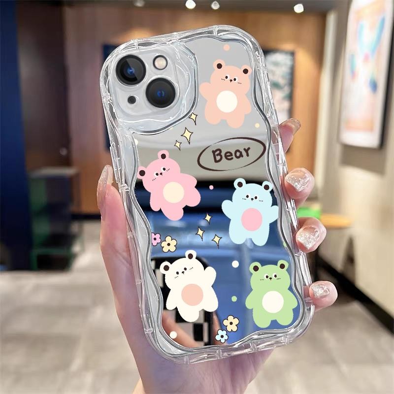Case For iPhone 11 11 Pro 11 Pro Max Soft TPU Pelindung Kamera Lucu Beruang Warna-warni Cassing Hp M