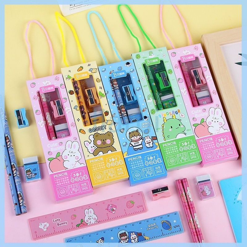 

Jiarui Alat Tulis Set Alat Tulis 5-in-1/ Set Pensil Pola Kartun