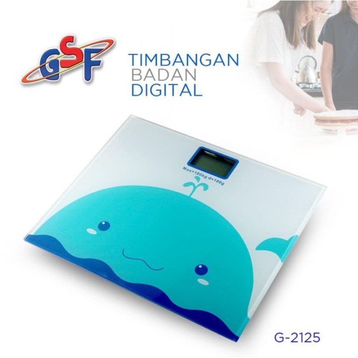 Timbangan Badan Digital GSF 2125 - Kapasitas 180 kg, Platform Kaca Kotak