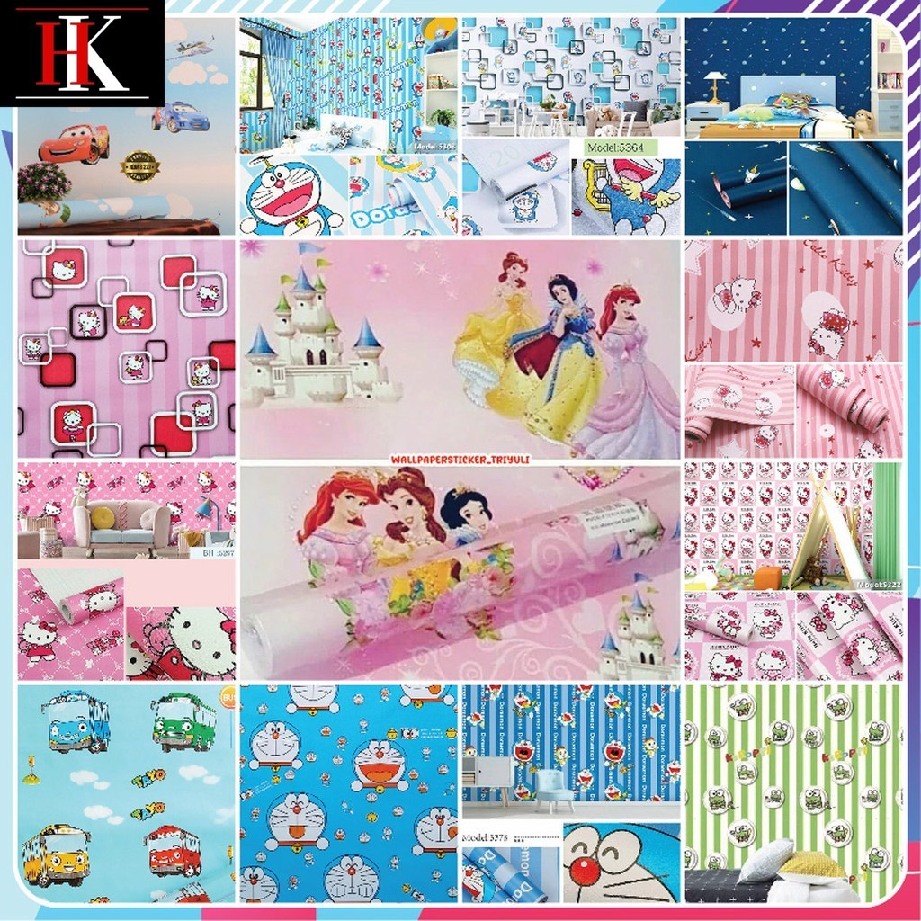 WALLPAPER DINDING KAMAR TIDUR ANAK CEWEK 45CM X 10 M / 9M / 8M WALPAPER DINDING ANAK WALPEPER KARTUN