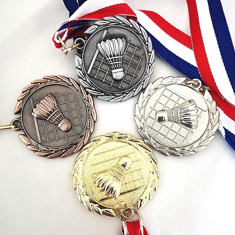 3pcs Medali Bulutangkis Medali Kejuaraan Badminton Medali Kejuaraan Medali Wisuda Logam Emas Perak P