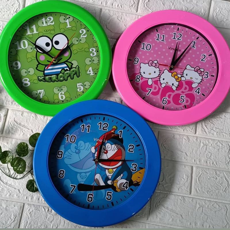 (wk acc) JAM DINDING VINODA KARAKTER / Jam Dinding Tempel Rumah Ruangan Bulat Motif Karakter Kartun 