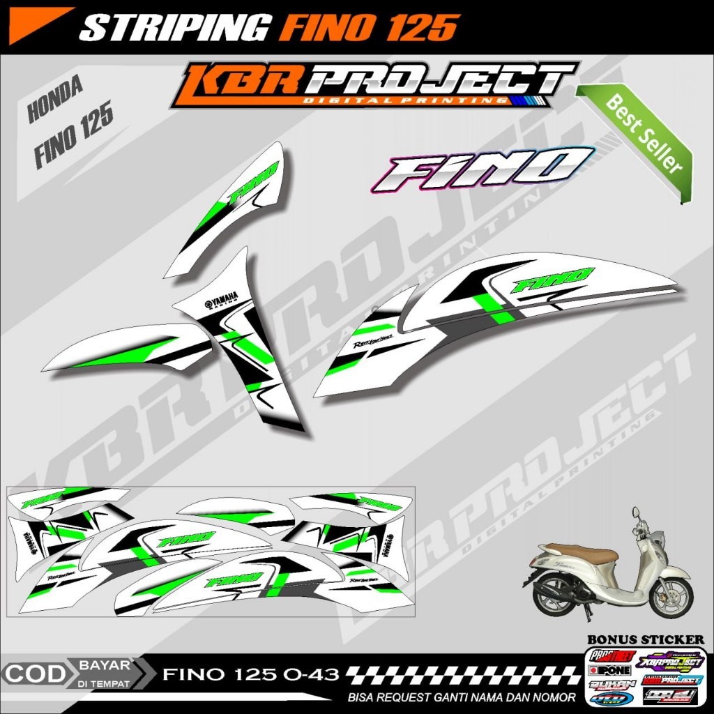 FINO 125 STIKER STRIPING PREMIUM MOTOR KEREN LIS VARIASI (FINO 125) STIKER MOTOR YAMAHA DESAIN RACIN