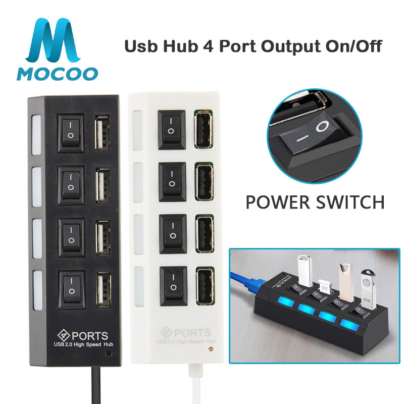 USB Hub 4 Port Output On / Off / Colokan Konektor Extender Flashdisk Mouse Keyboard