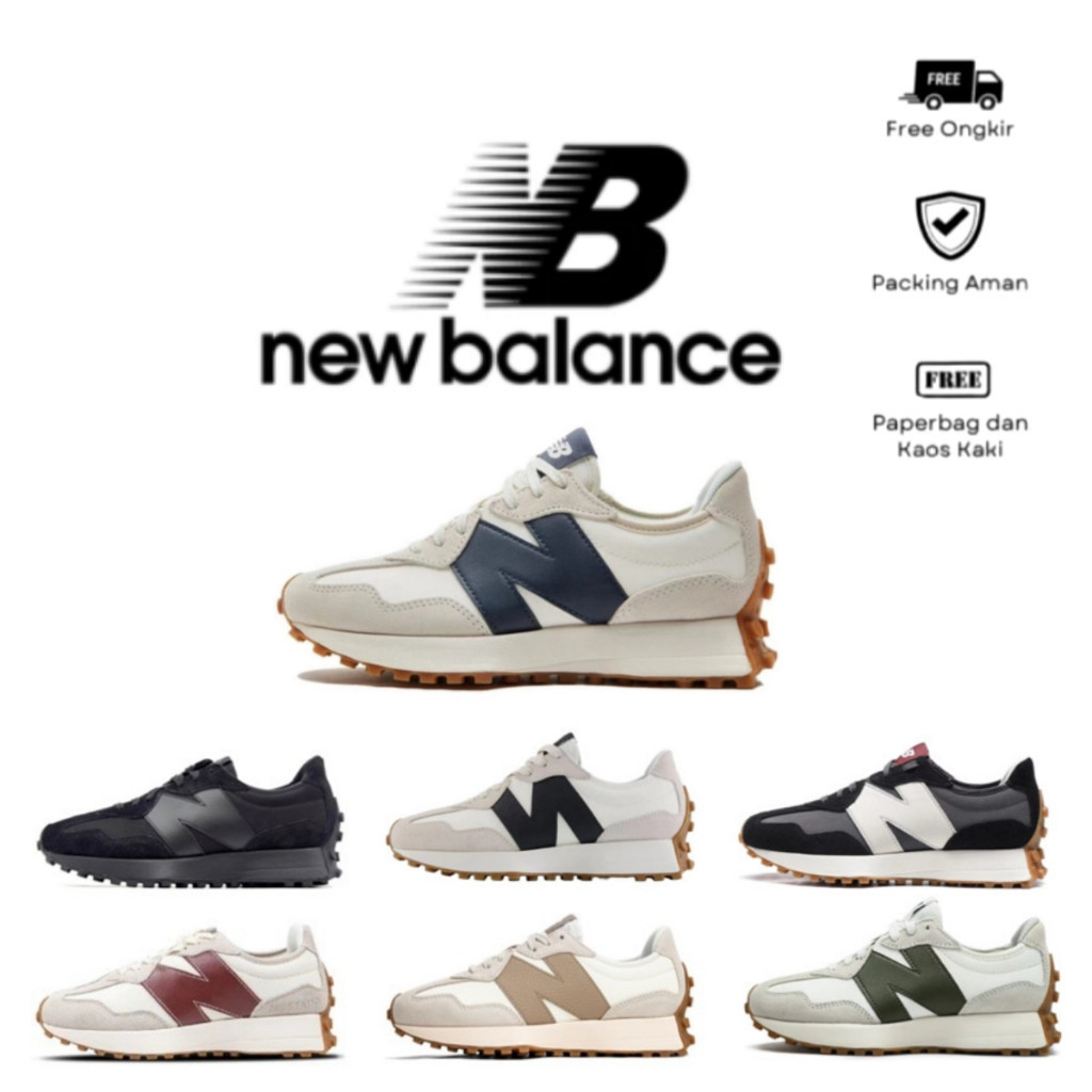 New Balance NB 327 Kulit Buatan Retro Pembungkus Penyerap Guncangan Penopang Keseimbangan Tahan Aus 