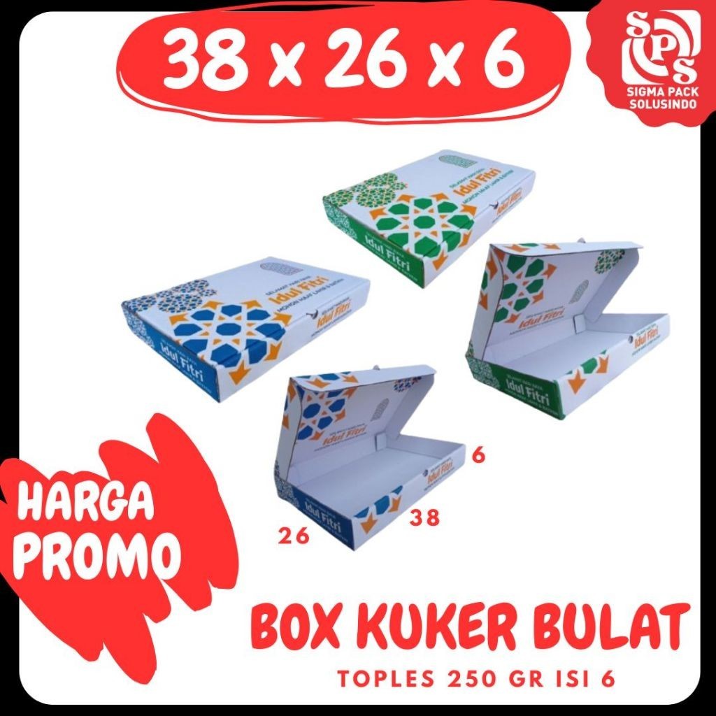 

Box Kuker 38x26x6 (KuKer Toples 250gr isi 6) Kardus Kue Kering Packing/Hampers/Kue Kering Lebaran/hampers Lebaran/idul fitri/eid mubarak MEDIAPACK