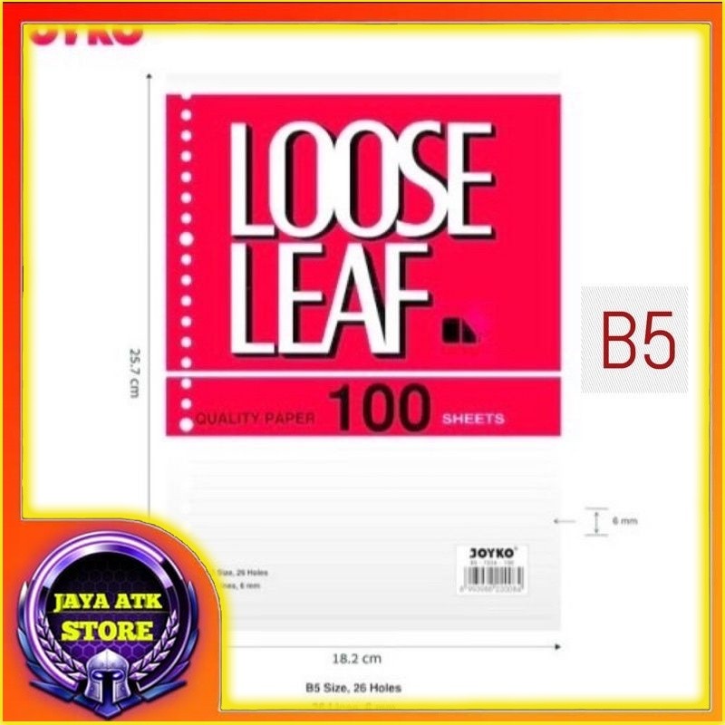 

Joyko Loose Leaf B5 Garis B5-7026 Isi Kertas File Binder Isi 50 Dan 100 Lembar
