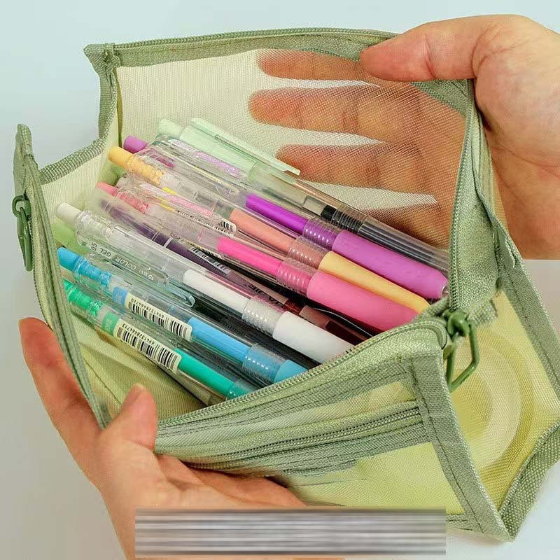 

cod ready Tempat Pensil Bentuk Segitiga Bahan Mesh Transparan Kapasitas Besar Untuk Pelajar Lapisan Ganda Tiga Dimensi llshop2012