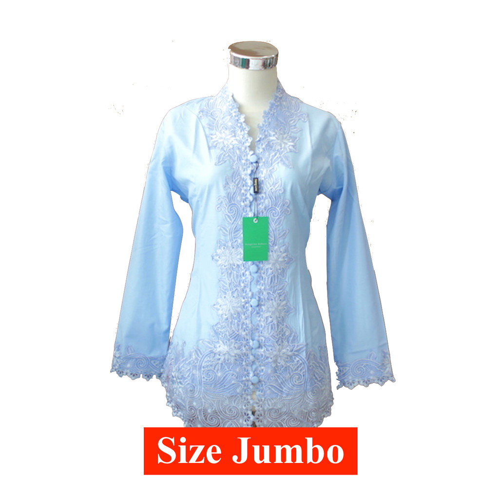 Neng Lina Kebaya Jumbo Encim Katun Fadila Bordir Biru Muda 652