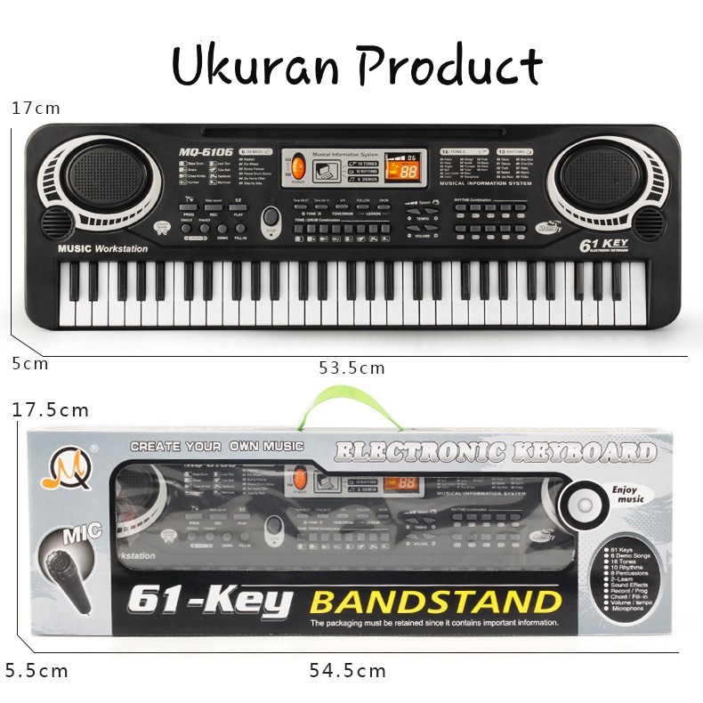 VT65YZ [FUNNY]PIANO ELEKTRONIK 61 KEYS / KEYBOARD ELECTRONIC 61 KEYS LENGKAP MIC DAN CHARGER