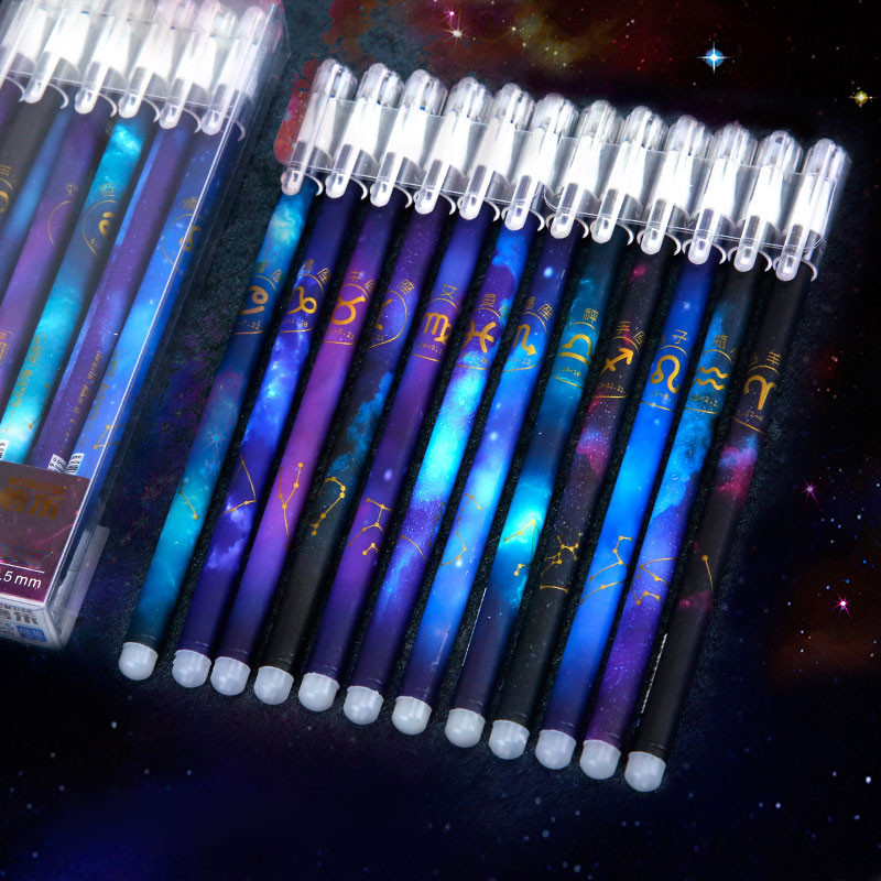 

12 PCS Constellation Erasable Pens Set School Supplies 0.5 mm Kawaii Gel Pen writing Office accessories Cute Korean Stationery