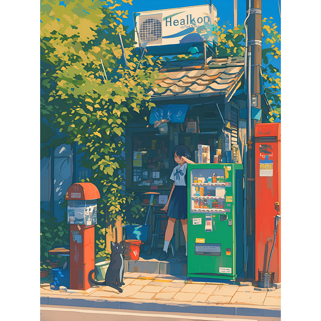 

Hamlet Canvas Paint By Numbers /Japanese Stores /Painting By Numbers /Coloring By Number For Adults/ Acrylic paint /Digital Art