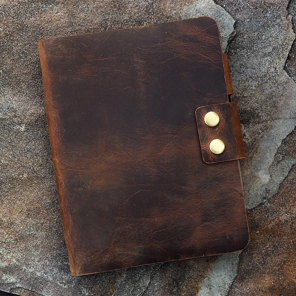 

Vintage retro A5 leather ring binder notebook cover / personalized leather refillable refill diary journal sketchbook