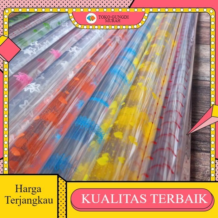 PLASTIK KADO KACA BENING JUMBO MOTIF/ PLASTIK PARCEL/ PLASTIK MOTIF