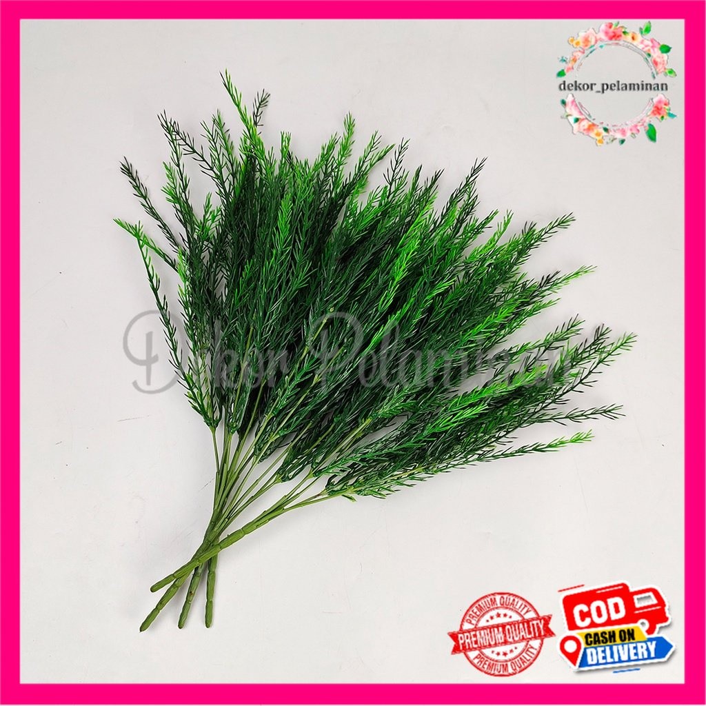 Aksesoris Ekor Tupai / Squirrel Tail Cabang 5 artificial plastik rumput daun untuk dekorasi pelamina
