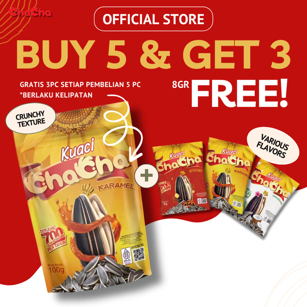

ChaCha Kuaci Import Cemilan Sehat 100gr Biji Bunga Matahari Karamel